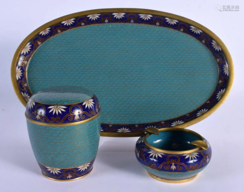 A LATE 19TH CENTURY CHINESE CLOISONNE ENAMEL DESK SET Qing. ...