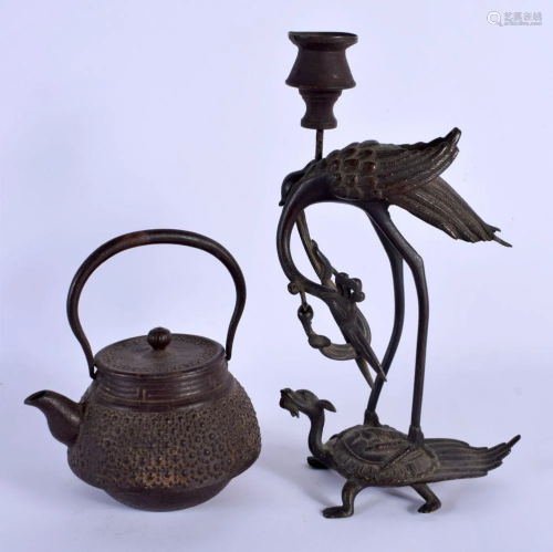 A 19TH CENTURY JAPANESE MEIJI PERIOD IRON TEAPOT AND COVER a...