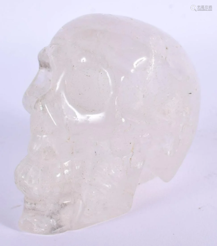 A CHINESE CARVED ROCK CRYSTAL SKULL 20th Century. 8 cm x 6 c...