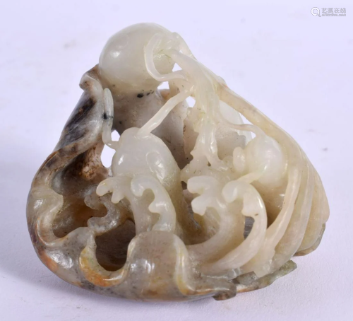 A 19TH CENTURY CHINESE CARVED JADE MOUNTAIN FISH BOULDER Qin...