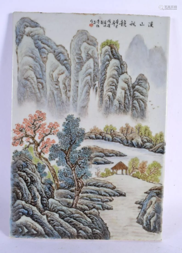 AN EARLY 20TH CENTURY CHINESE FAMILLE ROSE PORCELAIN TILE La...