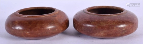 A PAIR OF EARLY 20TH CENTURY CHINESE SOAPSTONE CENSERS. 7.5 ...