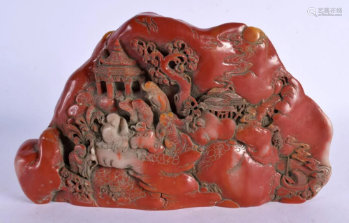 AN EARLY 20TH CENTURY CHINESE CARVED STONE BOULDER Late Qing...