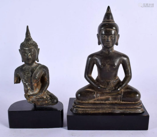 AN EARLY 18TH CENTURY SOUTH EAST ASIAN BRONZE BUDDHA togethe...