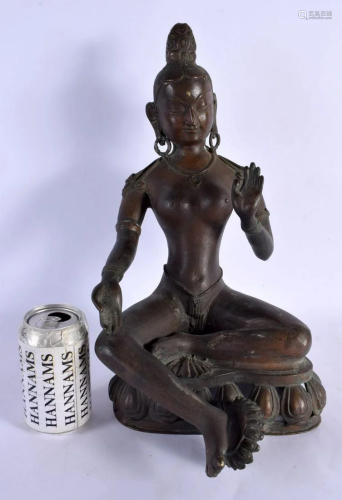 A LARGE 19TH CENTURY INDIAN BRONZE FIGURE OF A BUDDHA modell...