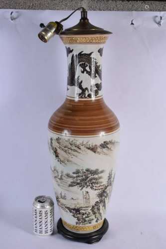 A LARGE EARLY 20TH CHINESE PORCELAIN VASE converted to a lam...