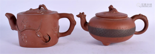 TWO EARLY 20TH CENTURY CHINESE YIXING POTTERY TEAPOT AND COV...