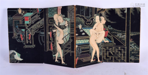 A CHINESE EROTIC BOOKLET depicting figures performing somewh...