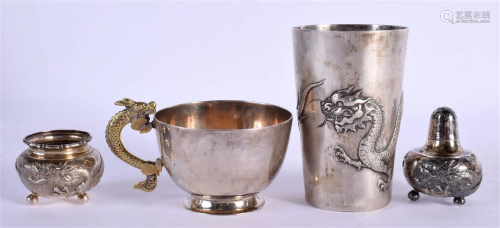 FOUR PIECES OF 19TH CENTURY CHINESE EXPORT SILVER. 226 grams...