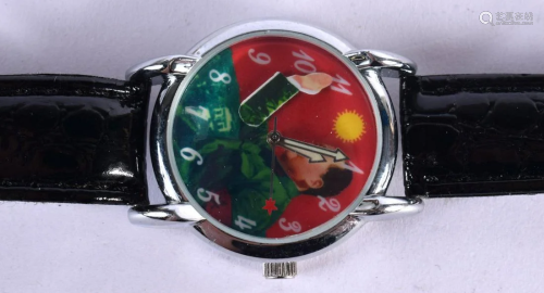 A CHINESE CHAIRMAN MAO WRISTWATCH 43 grams. 3.75 cm wide.