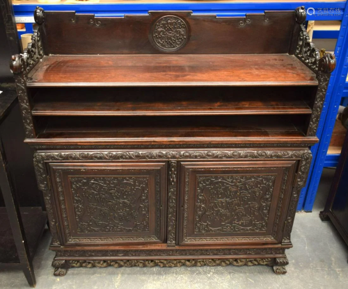 A FINE 19TH CENTURY CHINESE CARVED EUROPEAN STYLE HONGMU CAB...