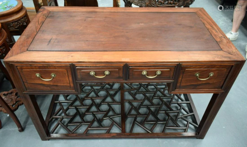 A RARE 19TH CENTURY CHINESE CARVED HUANGHUALI WOOD DESK Qing...