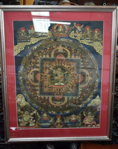 A FRAMED CHINESE TIBETAN THANGKA. 67 cm x 52 cm.