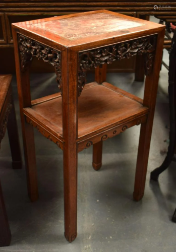 A 19TH CENTURY CHINESE HARDWOOD MARBLE INSET STAND Qing. 82 ...