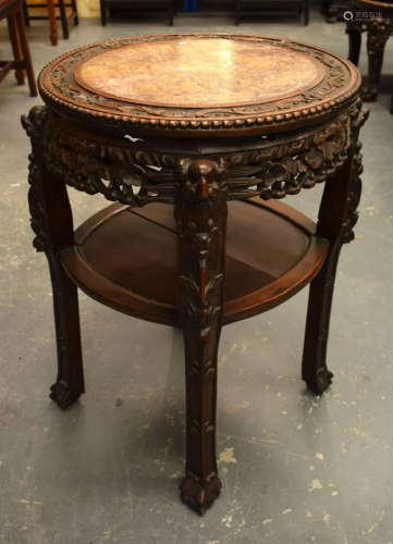 A 19TH CENTURY CHINESE MARBLE HARDWOOD INSET STAND Qing. 68 ...