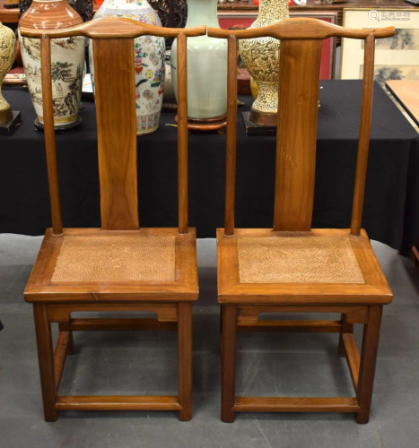 A PAIR OF EARLY 20TH CENTURY CHINESE CARVED HARDWOOD CHAIRS ...