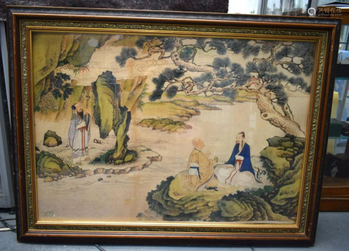 Chinese School (19th Century) Watercolour, Three figures in ...