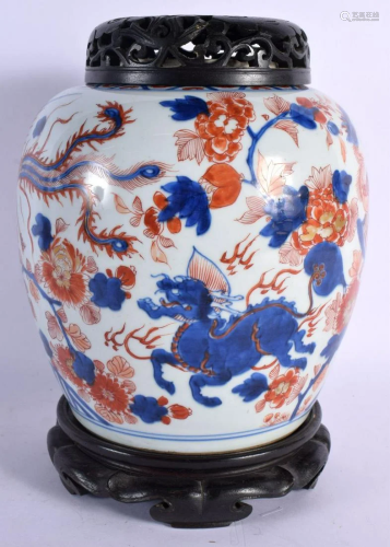 A FINE LATE 17TH/18TH CENTURY CHINESE IMARI GINGER JAR AND C...
