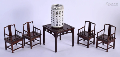 A RARE GROUP OF EARLY 20TH CENTURY CHINESE CARVED WOOD MINIA...
