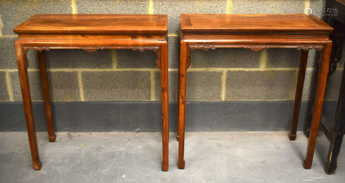 A PAIR OF EARLY 20TH CENTURY CHINESE CARVED HARDWOOD RECTANG...