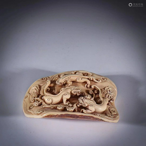 CHINESE RARE MATERIAL ORNAMENT WITH CARVED 'CHI-DRAGON ...