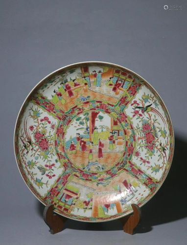 CHINESE POLYCHROME ENAMEL CHARGER DEPICTING 'FIGURE STO...