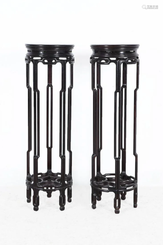 TWO CHINESE SANDALWOOD ACCENT TABLES