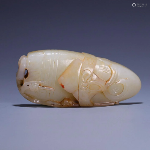 CHINESE HETIAN JADE HANDPIECE WITH CARVED 'FOUR ARTS OF...
