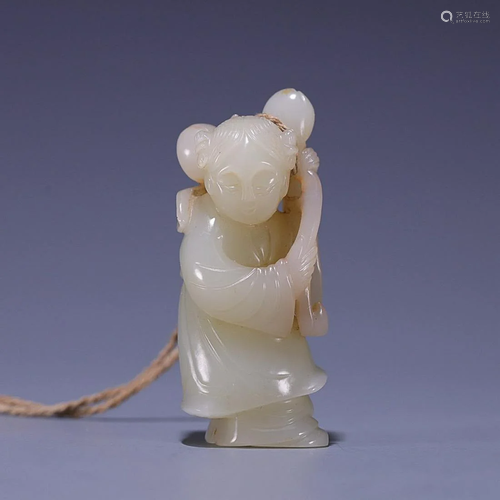 CHINESE HETIAN JADE FIGURE OF MAGU