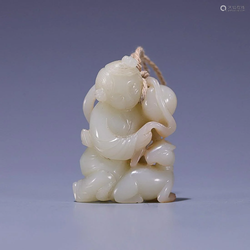 CHINESE HETIAN JADE FIGURE OF MAGU