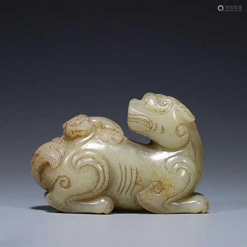 CHINESE HETIAN JADE AUSPICIOUS BEAST