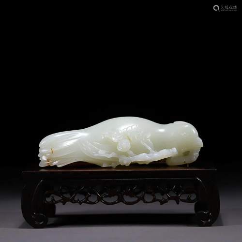 CHINESE HETIAN JADE MAGPIE-FORM PAPERWEIGHT