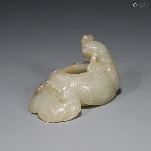 CHINESE HETIAN JADE PHOENIX-FORM WATER JAR