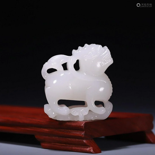 CHINESE HETIAN WHITE JADE LION