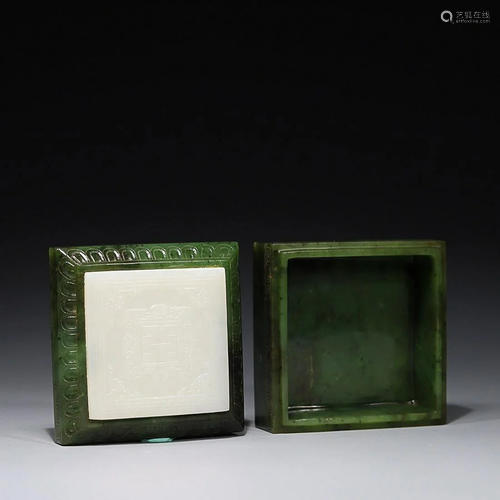 CHINESE HETIAN WHITE JADE-INLAID JASPER BOX