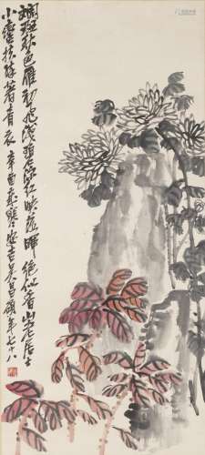 WU CHANGSHUO (1844-1927) Amaranth; Chrysanthemum and Rock