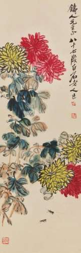 QI BAISHI (1864-1957) Chrysanthemum and Crickets