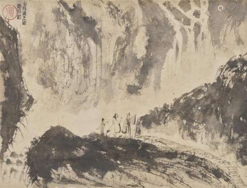 FU BAOSHI (1904-1965) Viewing Waterfall with Qin