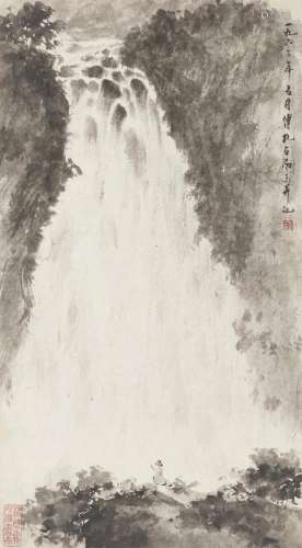 FU BAOSHI (1904-1965) Viewing Waterfall