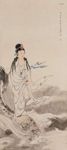 CHEN SHAOMEI (1909-1954) Guanyin Standing on Carp