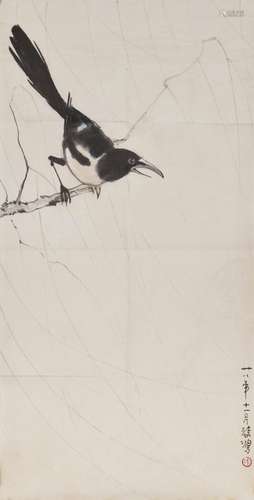 XU BEIHONG(11895-1953) Magpie on Willow Branch