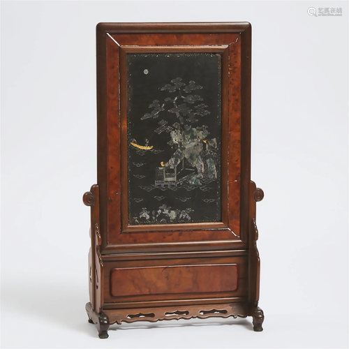 A Mother-of-Pearl Inlaid and Black-Lacquered Table Screen W