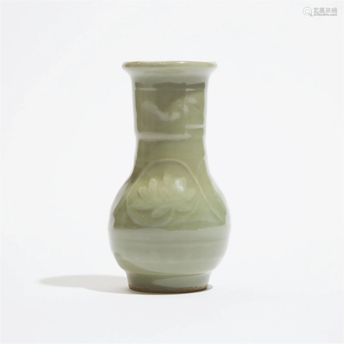 A Small Longquan Celadon 'Lotus' Vase, Song Dynast...