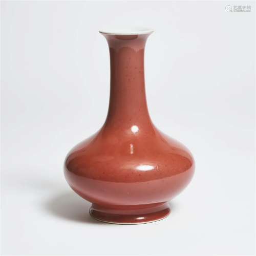 A Copper-Red Bottle Vase, Qianlong Mark and Period (1736-17