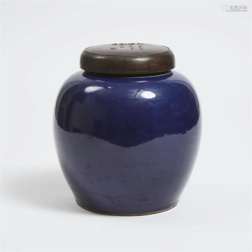 A Sacrificial Blue-Glazed Jar and Cover, 18th/19th Century,