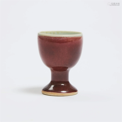 A Small Langyao Red-Glazed Stem Cup, Kangxi Period, 18th Ce