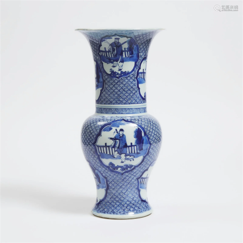 A Blue and White 'Phoenix Tail' Vase, Kangxi Perio...
