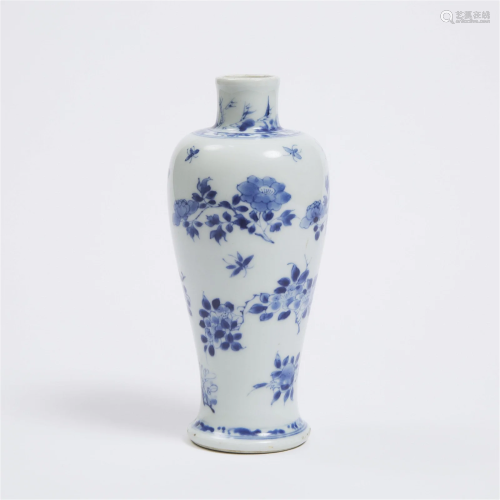 A Blue and White 'Butterfly and Peony' Vase, Kangx...