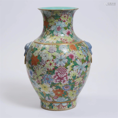 A Large Famille Rose 'Millefleur' Vase, Qianlong M...