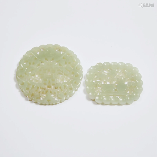 Two White Jade Reticulated Plaques, Qing Dynasty, 19th Cent